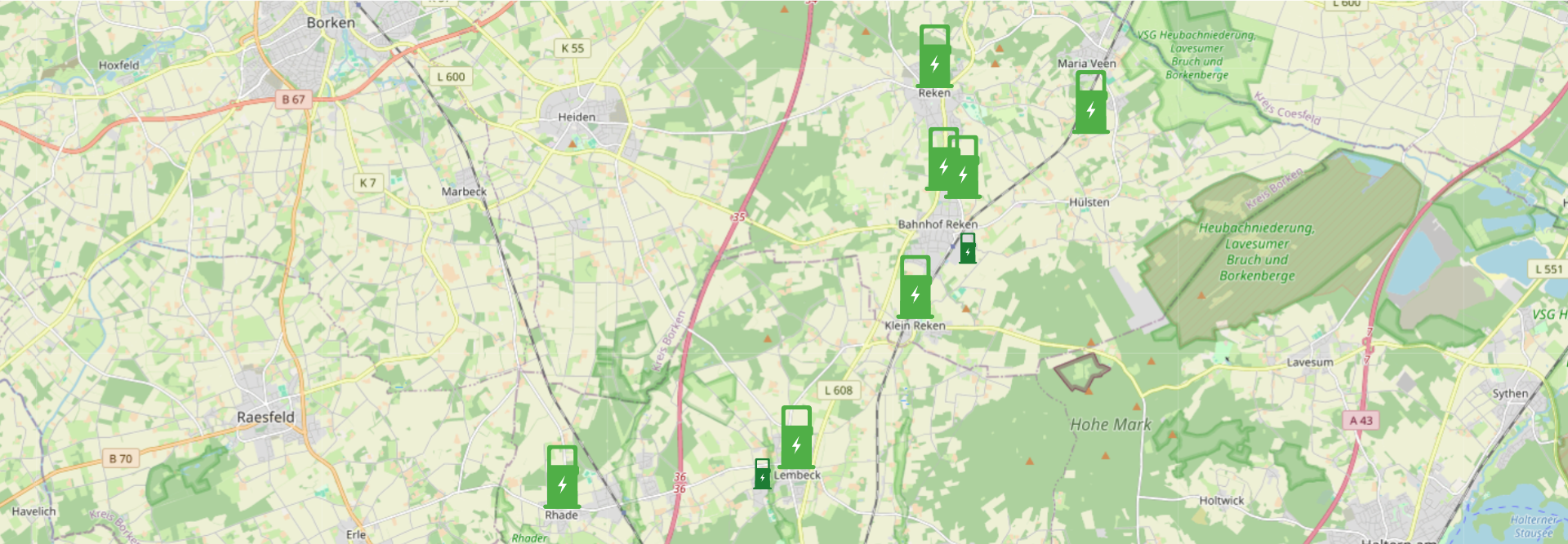 Hohe Mark Energie Ladesäulen Karte